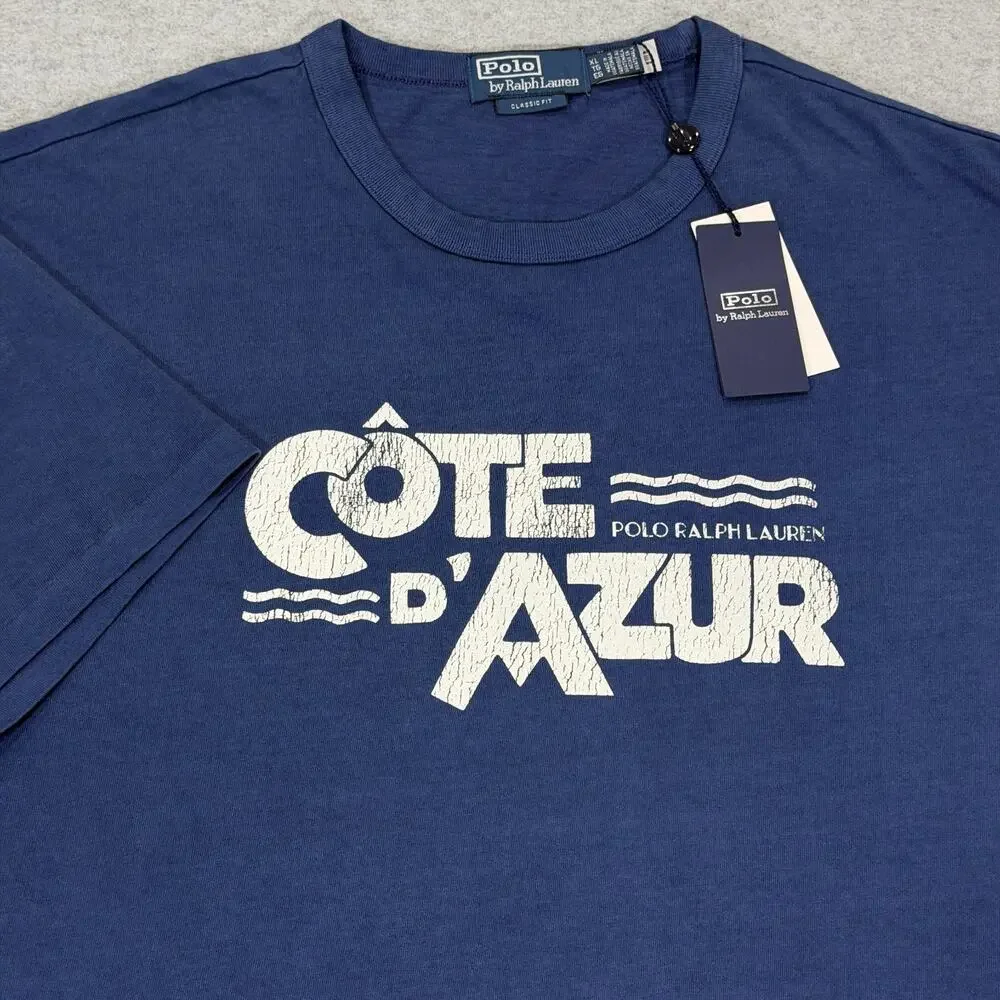 Polo Ralph Lauren Côte D'Azur Classic Fit T Shirt Men's XL Navy Blue Cotton NWT